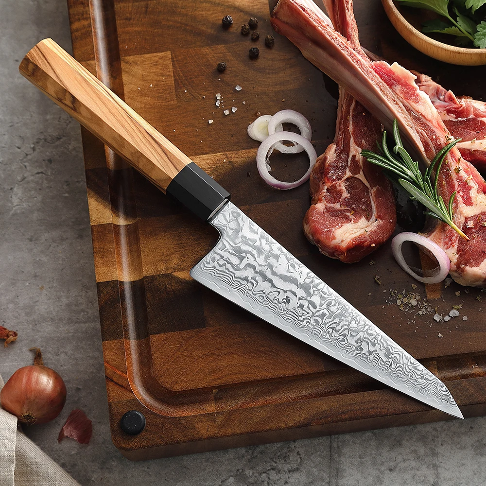 XINZUO New Damascus Steel Honesuki Knife 6' High Carbon Japanese Boning Knives