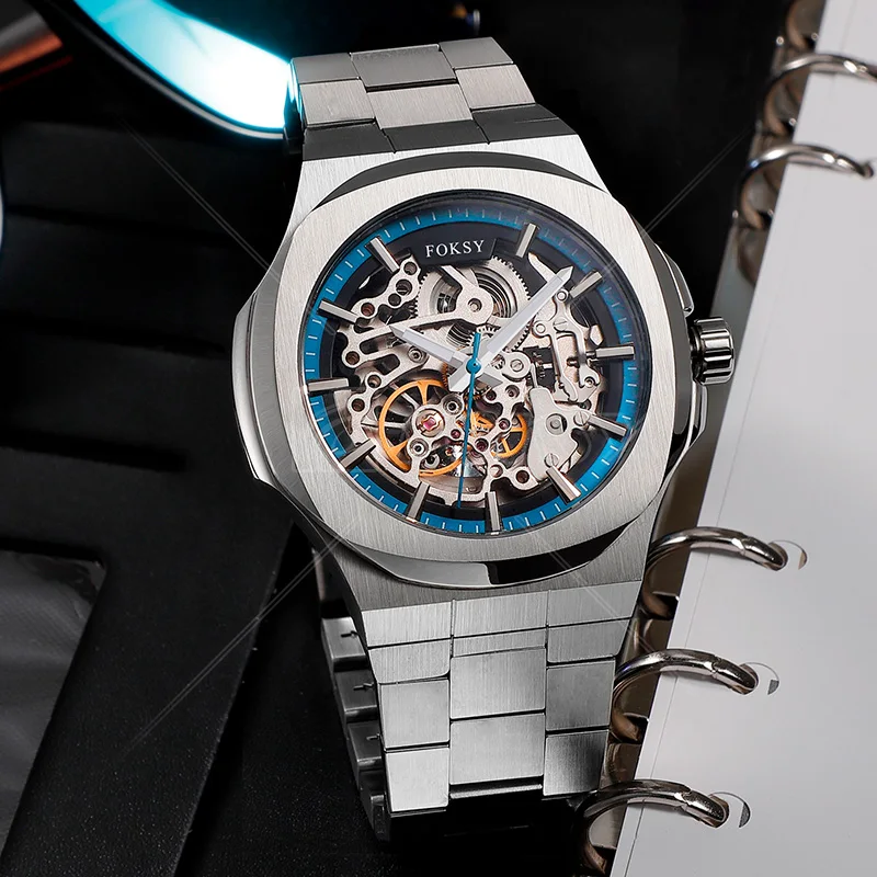 Русские колеса дизайн Cuero Кабальеро Azul Кожаный минималистичный нержавеющая сталь Automatico Сингапур движение наручные часы