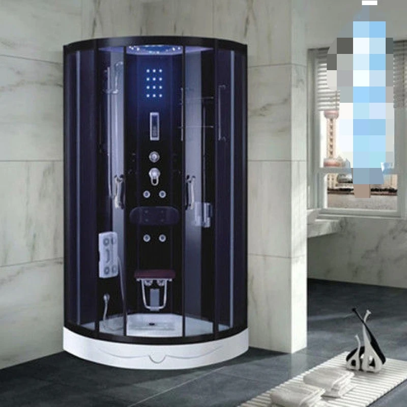 Steam bath shower room walk in shower enclosure black tempered glass material standing shower cubicle