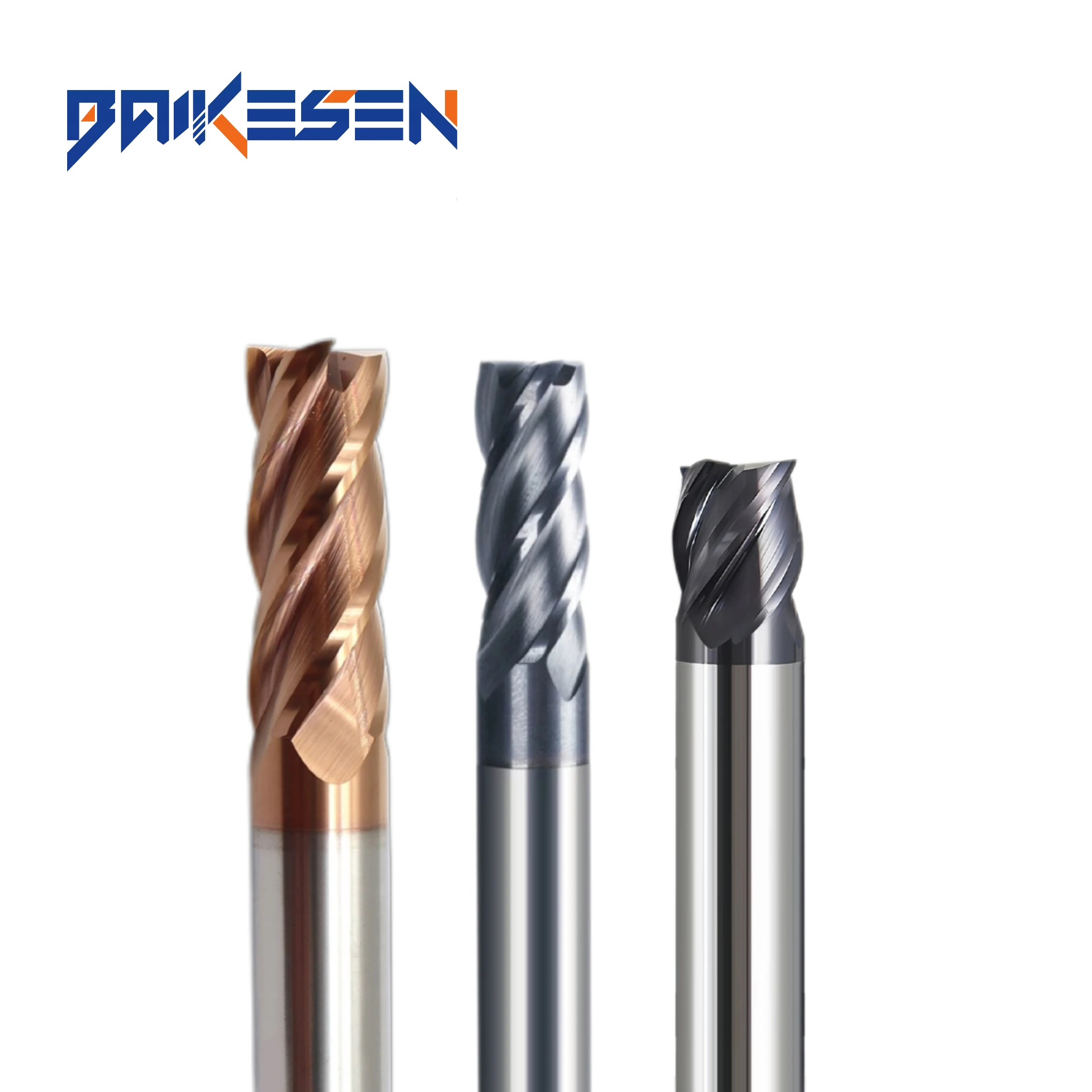 BKS coating Tungsten HRC60 carbide end mill cutter 4 flutes with TiAlN coating Cnc Tools Carbide Steel End Mill