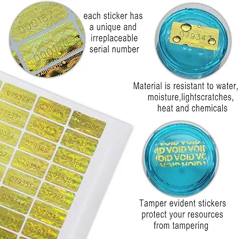 High Security Tamper Evident Seal Warranty Void Original Genuine Authentic Hologram Labels/Stickers Gold for Stuff Marking