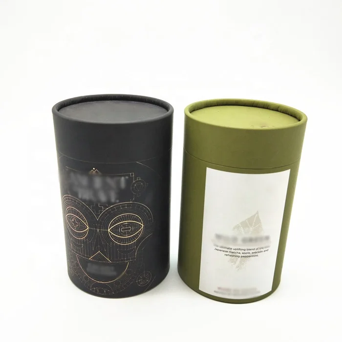 Custom Logo Eco Friendly Food Grade Cardboard Cylinder Round Coated Kraft Paper Boxes For Coffee Leaf Tea Packaging