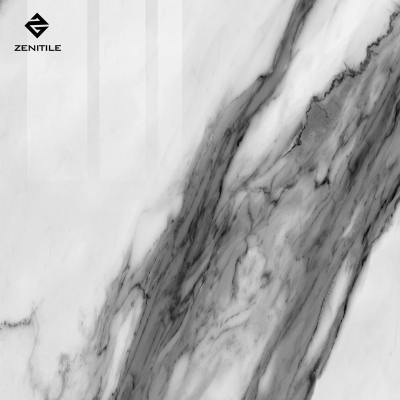 Factory price grey white marble look glazed polished porcelain floor tiles