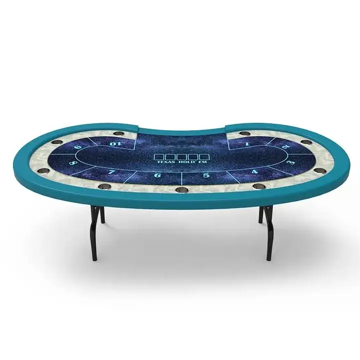 YH Casino Poker Card Game Professional Used White Racetrack Folding Texas Table With Cup Holders