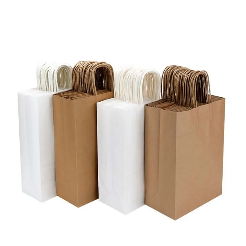 Biodegradable Printable Natural Kraft Paper Bags in Bulks with Handles India Kraft Paper bag Manufacturers Paper Shopping Bags