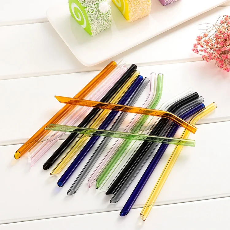 Eco Friendly Reusable Drinking Straw Borosilicate Clear Straight Bent Glass Straw