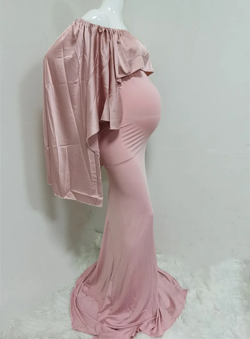  2 Pcs Shawl Dresses Sets White Maternity Dress Photography Gown Pregnancy Photo Shoot