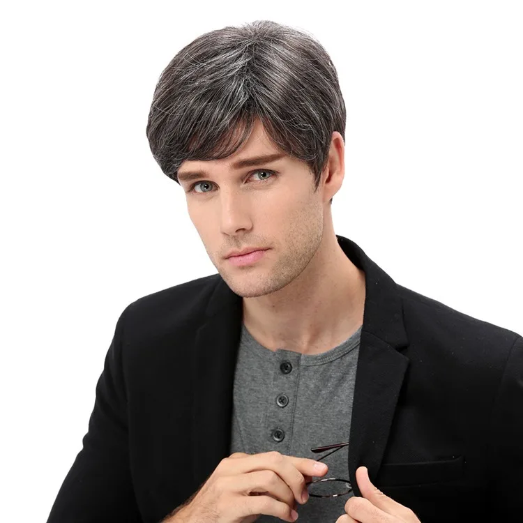 
2021 Daily Natural Straight European Synthetic Wig Hair Toupee For Men 
