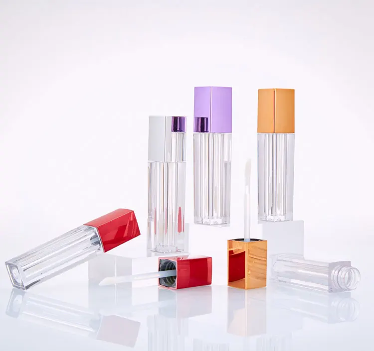 
5 ml high Quality Thick Wand Lipgloss Tubes Purple rose glod red color Empty Lip Gloss tube Packaging 