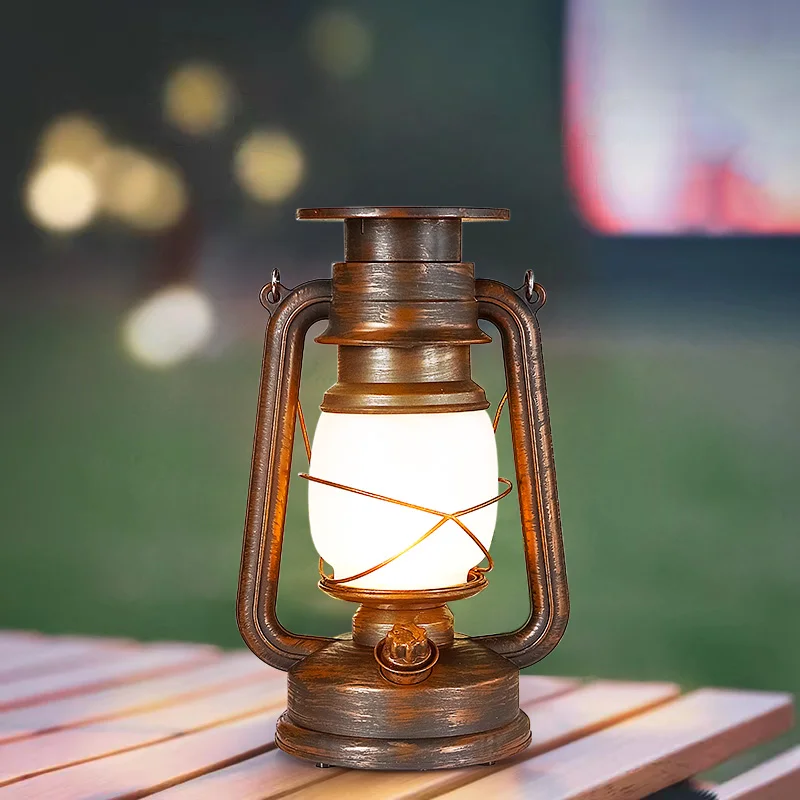 Vintage Outdoor Solar LED Camping Lantern 2 Modes Retro Style Hanging COB Bulb ABS/PC Body White Red Green Colors Garden Use
