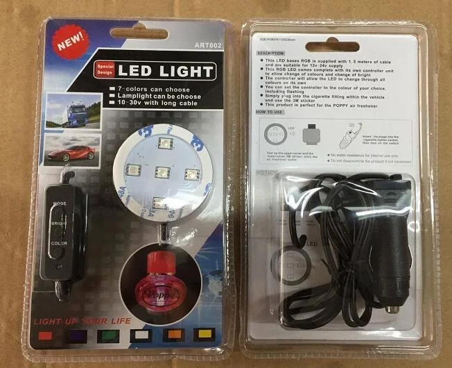 car dashboard lamp for poppy air freshener led light base with USB single color with cigar plug in light plate