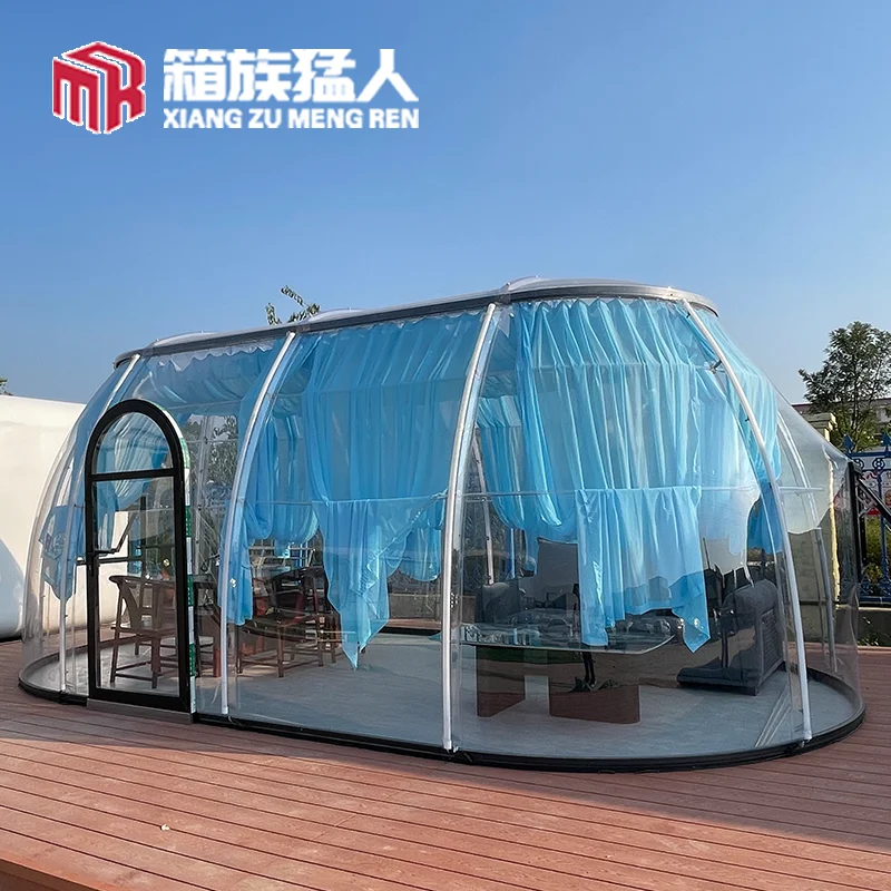 Luxury Geodesic Dome Full Glass Cover Transparent Starry Sky Outdoor Bubble House for Camping Home
