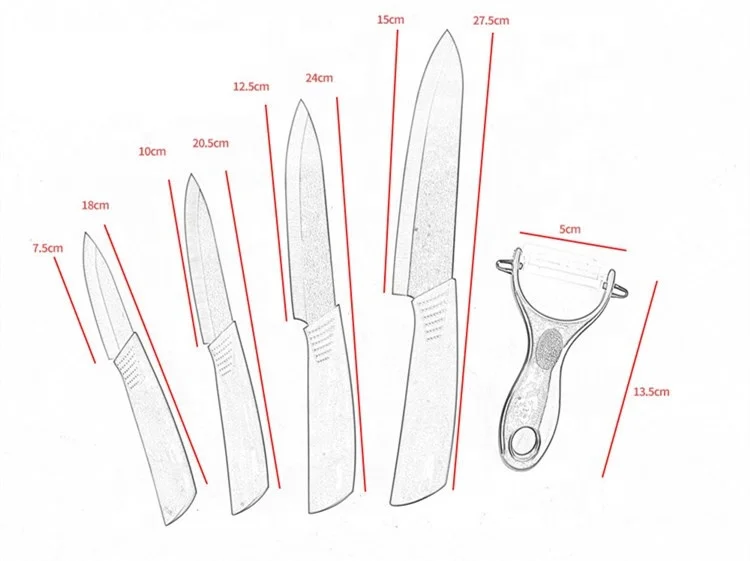 Customization Black Color Ceramic Knife Set 6 Pieces Knives with Acrylic Holder