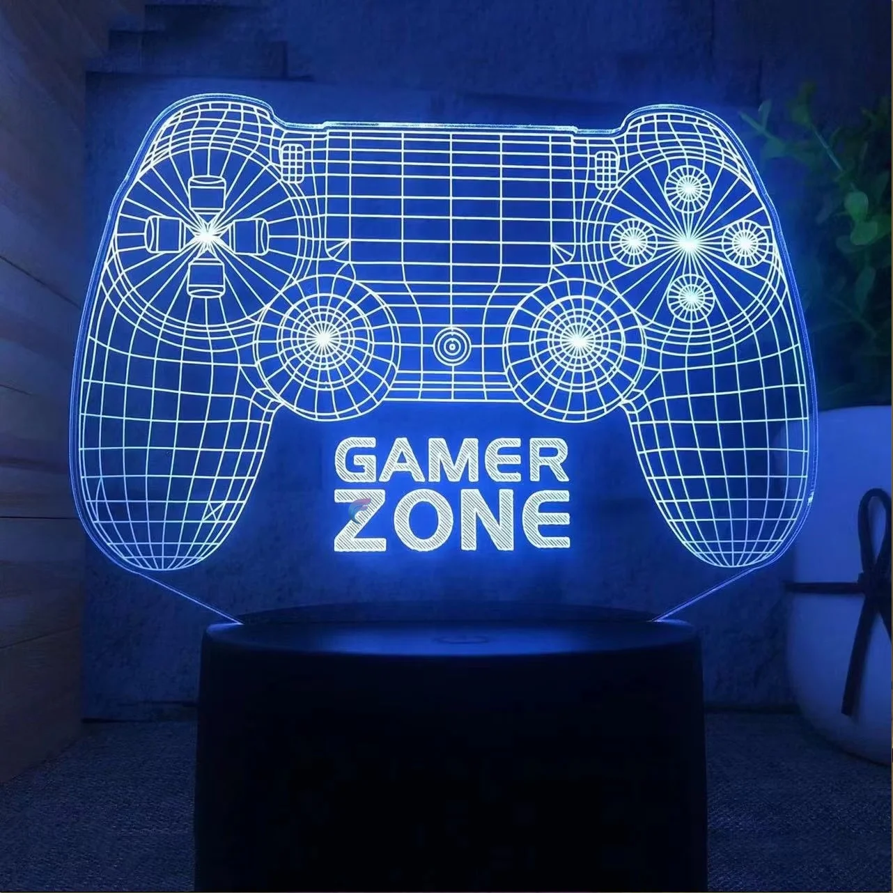 Mini 3D RGB Night Light Warm Acrylic LED Desk Lamp with Touch Control USB Rechargeable for Home Use