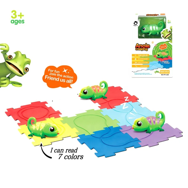 Magic novelty plastic track link induction chameleon robot electric toy car follow pen drawing line kids