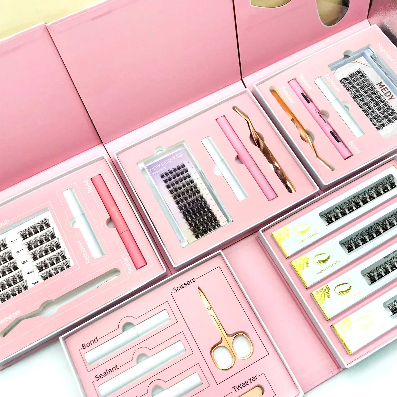 Wholesale Customizable Diy Cluster Lashes private label C D Curl Segment Pre-Cut Extension Kit Eyelashes DIY cluster lashes kit