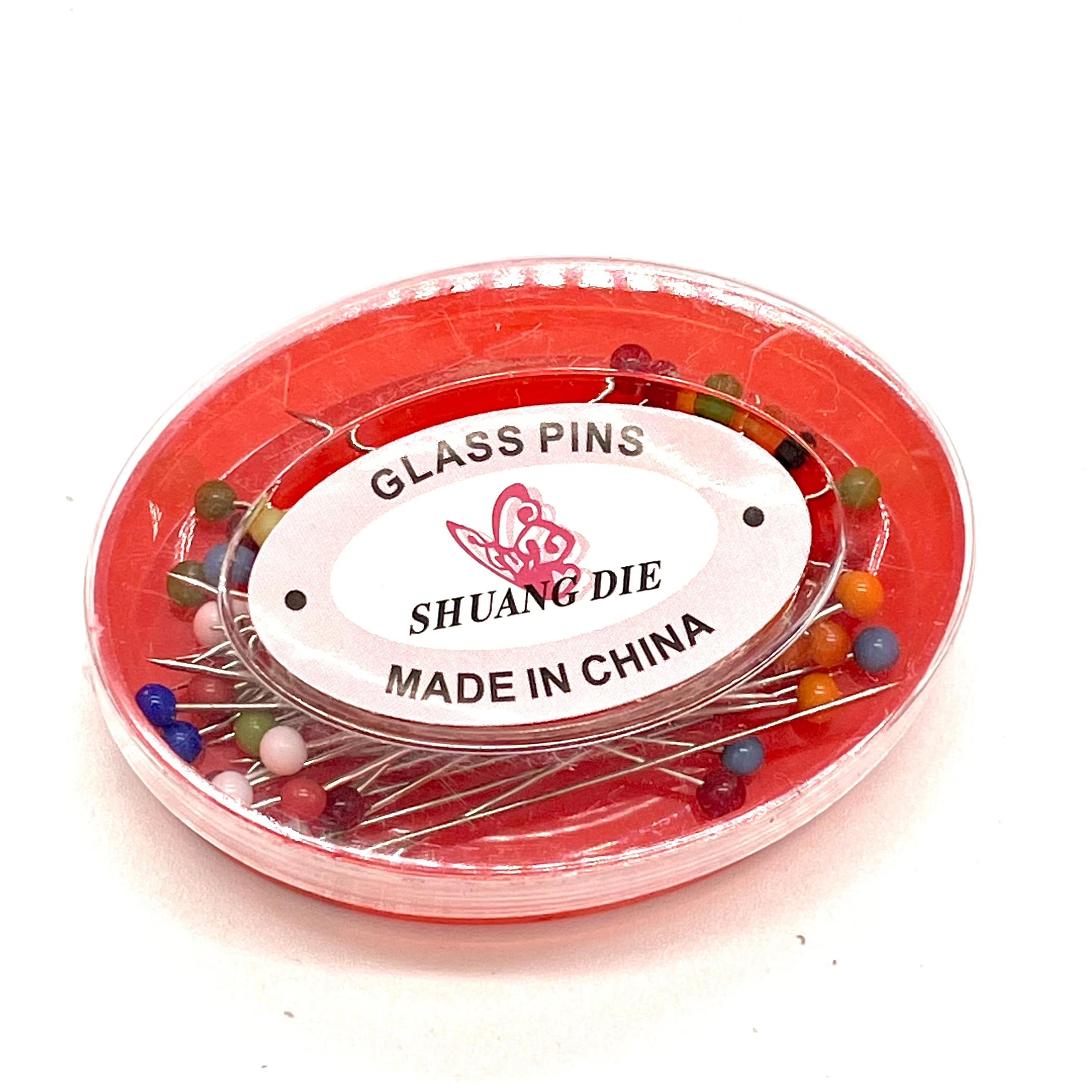 Factory Wholesale High Quality 40 Pcs Color mixing sewing needle Oval Storage Box Glass Head Pins