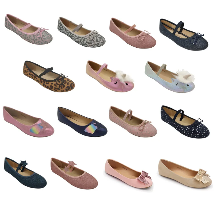 Wholesale shoes stock round toe cute kids casual shoes girls flat ballerinas footwear children school dress shoes for kid