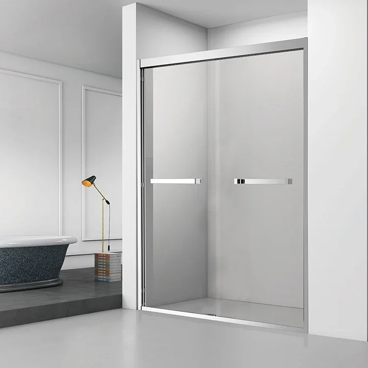 OT-960522 Modern Style Two Temper Glass Track Barn Door Slide Rail System Hardware Mobile Shower Room