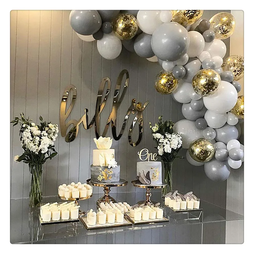 White Gray Birthday Balloon Arch Kit Accessory Balloon Stand Party Decoration Wedding Arch