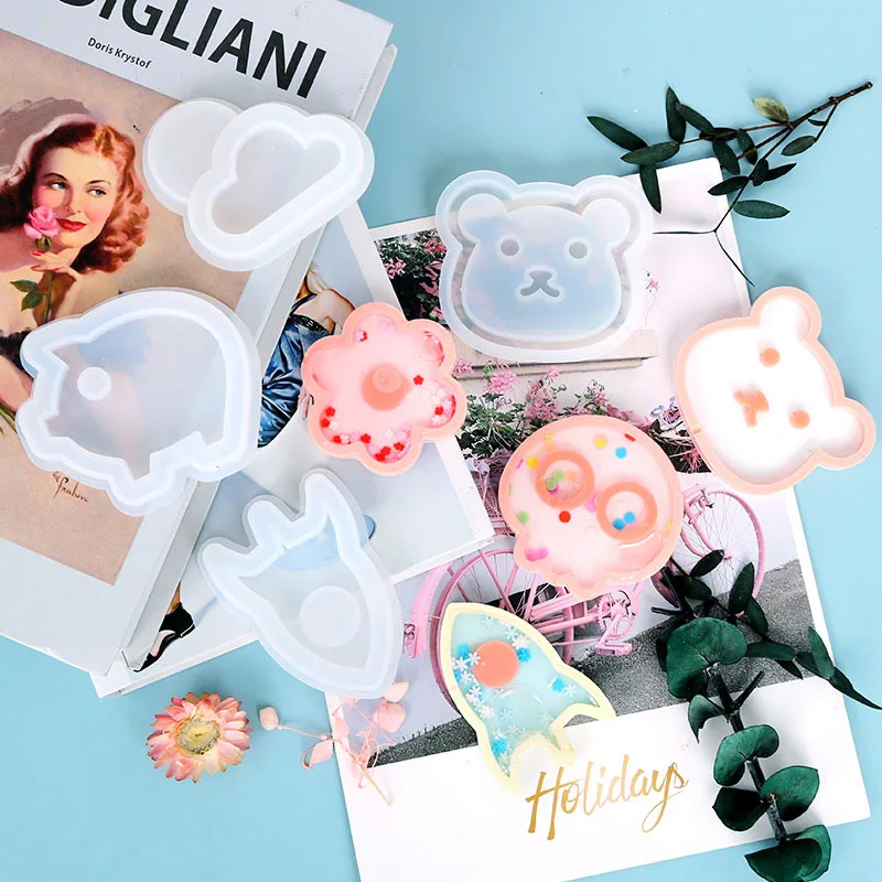 A100 Resin Shaker Molds Crystal Epoxy Quicksand Mold Pig Cat Watermelon Umbrella Flower Clouds Pendant Casting Silicone Mould