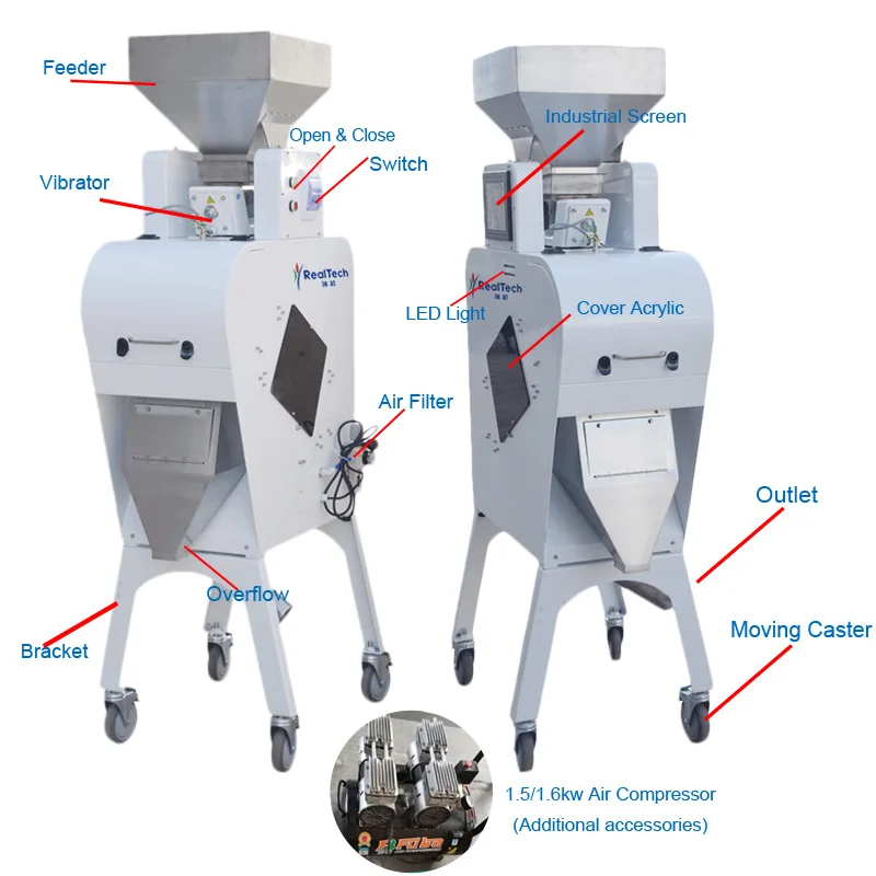 Optical Colour Sorting Mini Buckwheat corn coffee bean color sorter machine small RGB CCD color sorter