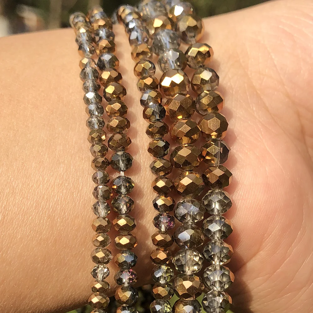 Transparent Half Plated Faceted Glass Crystal Beads Loose Spacer Crystal Beads For DIY Bracelet Jewelry