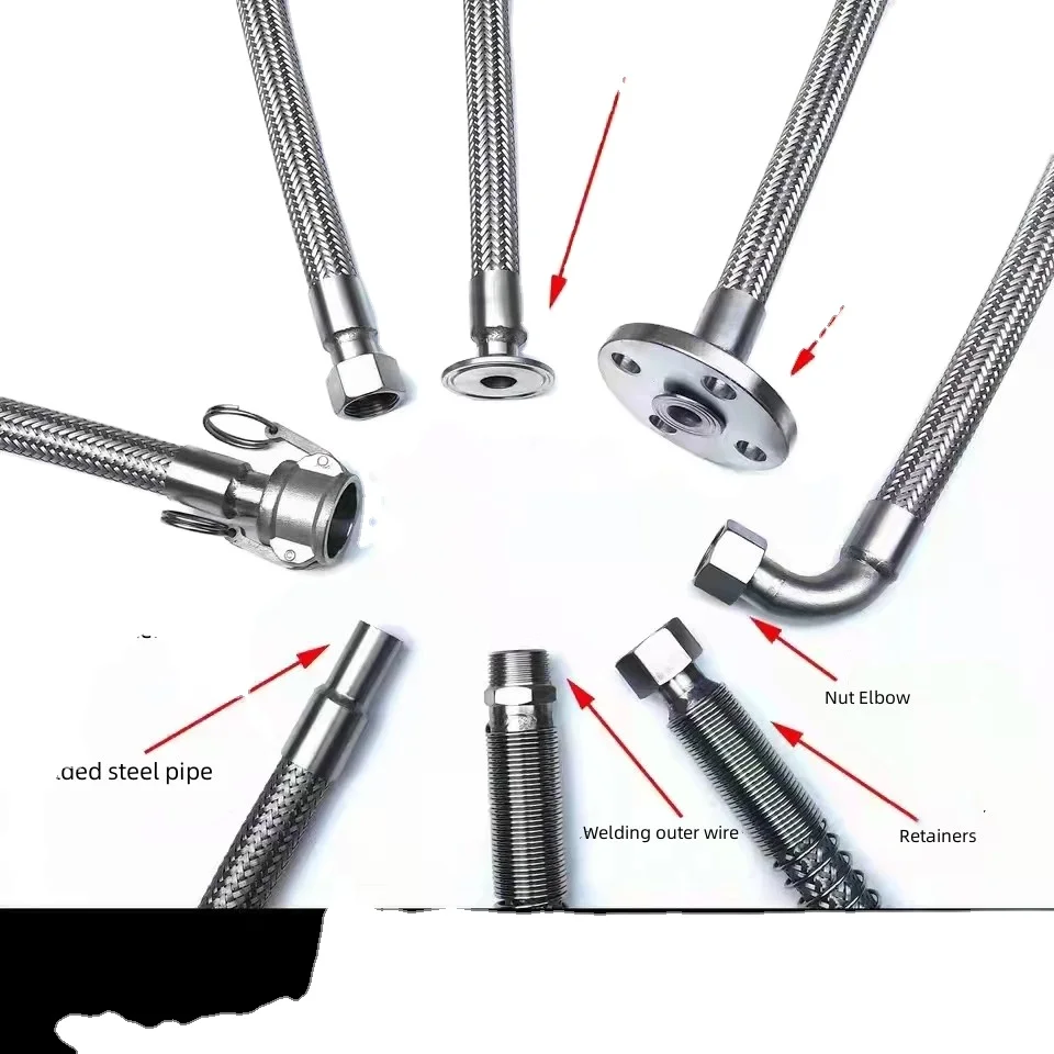 Make-to-order strong and durable high corrosion resistanc flexible corrugated falanged nut type stainless steel metal hose