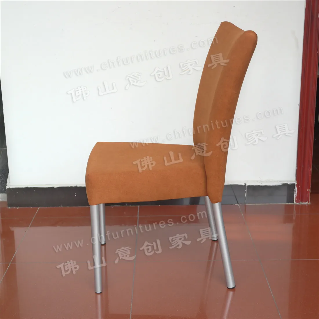 Wholesale metal leg stacking fabric home modern hall dining chairs for restaurants in hotels
