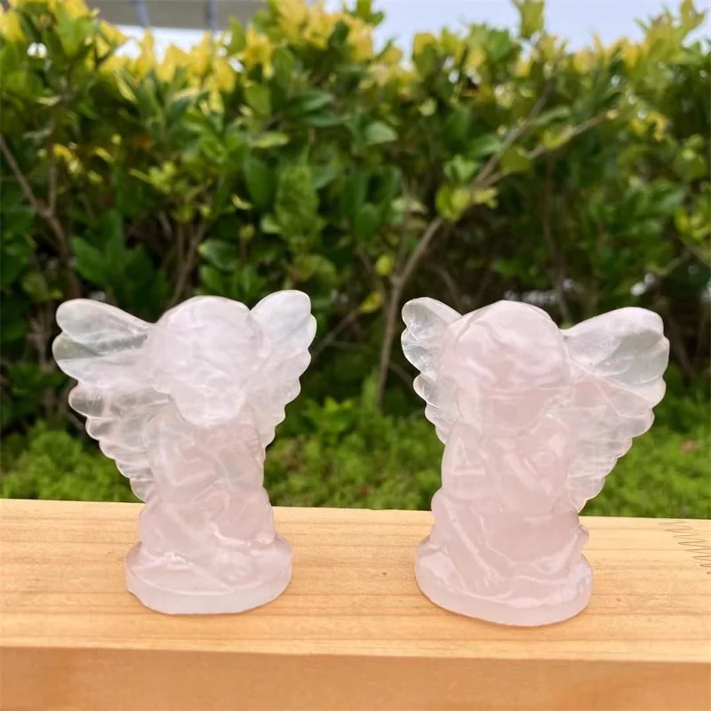 Wholesale natural crystals and gemstones carvings baby angel carvings for gifts and decorations