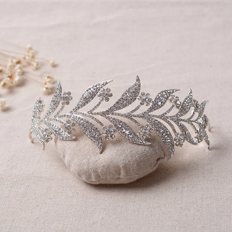 SLBRIDAL арт-деко кристаллы стразы сплав свадебная корона королева принцесса конкурс вечеринка тиара