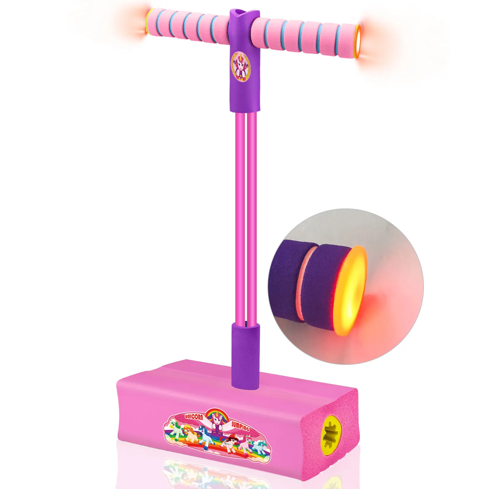 YongnKids Luminous Jump Pogo Stick Fitness Toys Click And Play Foam Pogo Jumper For Kids