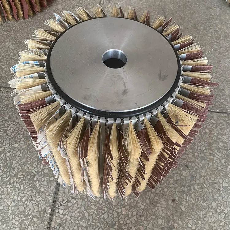 80/120/240 grit wood sanding/polishing brush with sandpaper and sisal