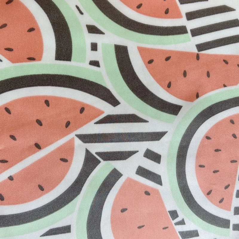 
telas fruits watermelon design printed polyester chiffon material microfiber fabric for baby clothing 