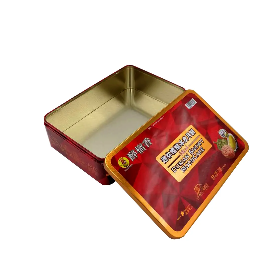 Rectangular Food Grade Customized printed Moon Cake Tin Box Packaging Box For Moon Cake