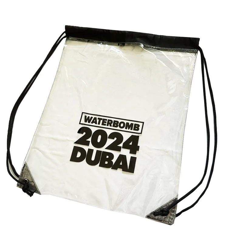 Transparent Cinch Cord Bags Stadium Sports Gym Pvc Swimming Backpack Waterproof Beach Clear Pvc Drawstring Bag