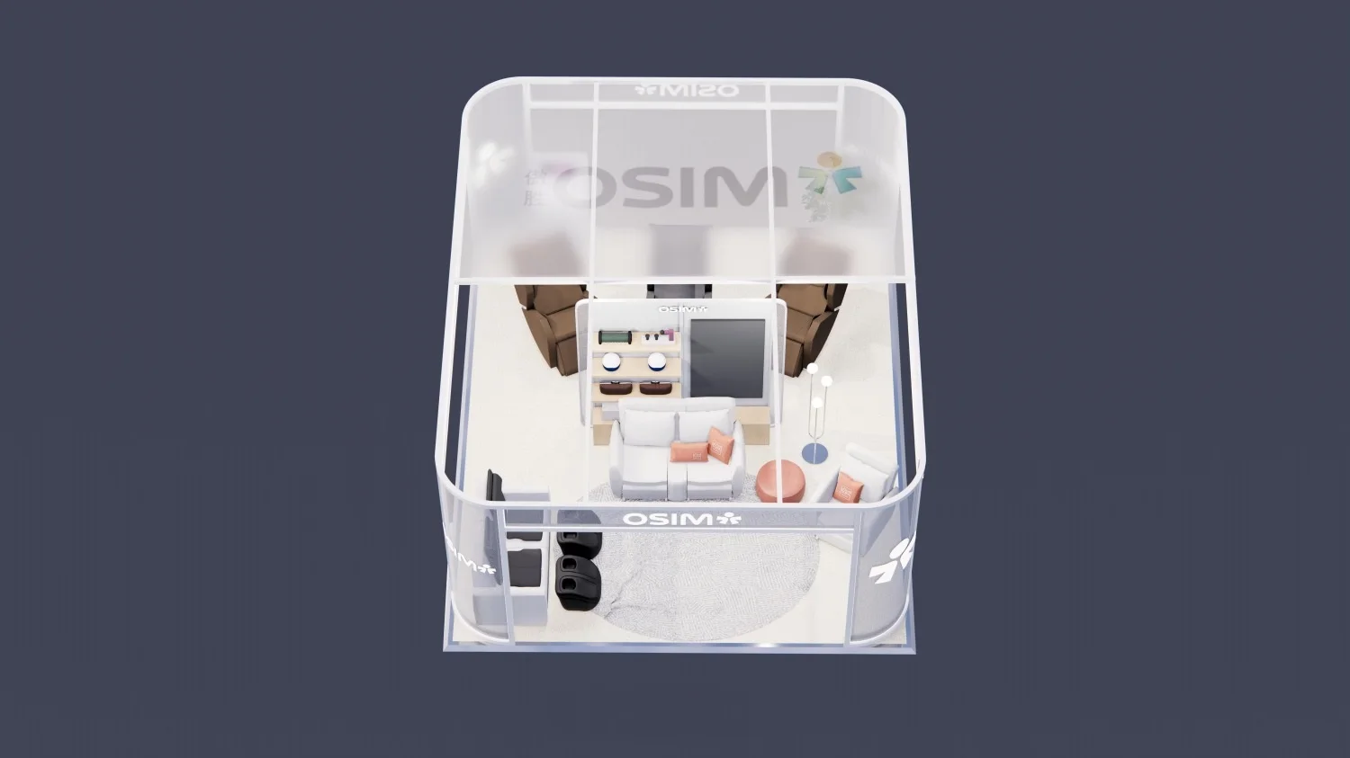 5x6M  30sqm Massage chair Pop up Retail Store at Shopping Mall Display Booth Aluminum Cloth Store Exhibition frame