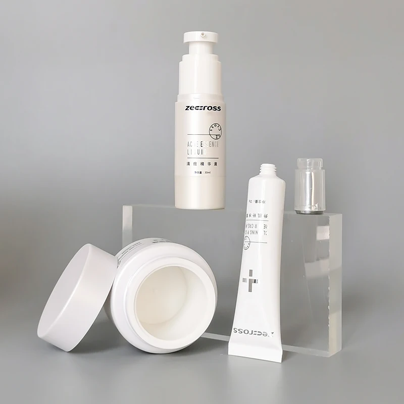 Slim or Flat options korean jars bottles set for cosmetics luxury cosmetic acrylic cream jar and bottle kits