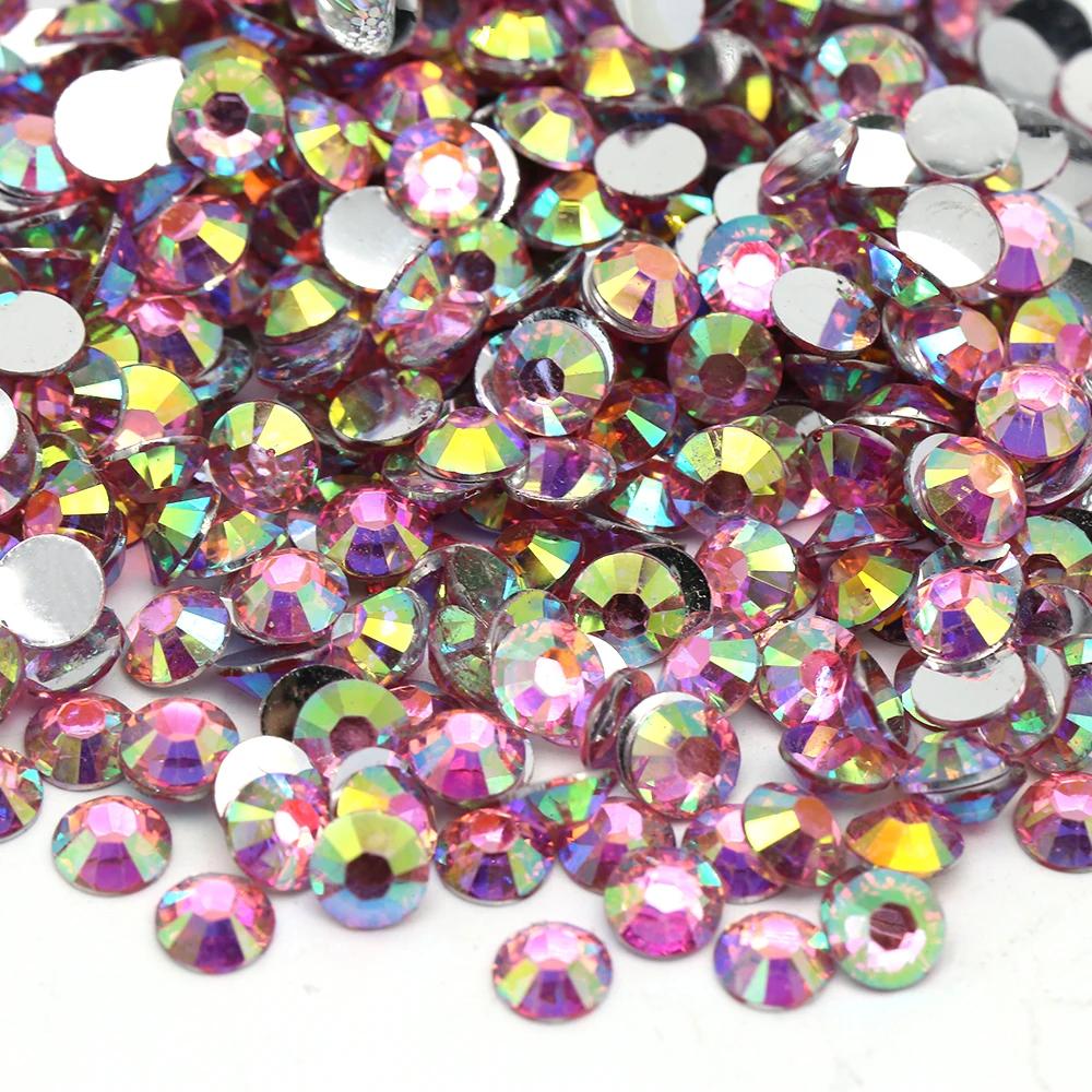 XULIN 4mm Plated 10 Kinds New Colors Crystal Flat Back Loose Round Resin Rhinestones Stones in bulk