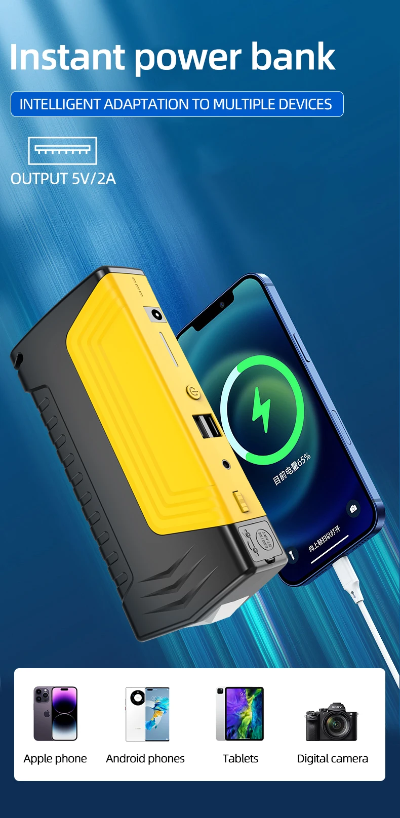 2 In 1 Multi-function Jump Starter With Air Pump Portable Car Jump Starter 12v Battery Booster Pack With Air Compressor