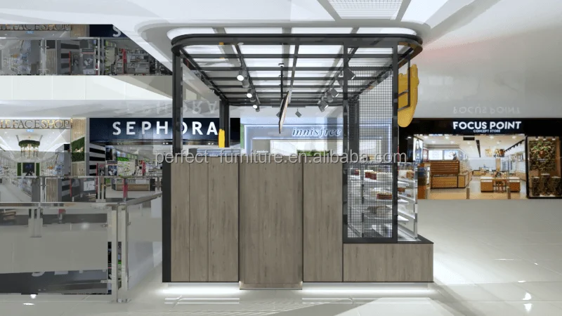 Attractive Bakery Kiosk Cake Kiosk Food Counter with Professional 3d Design