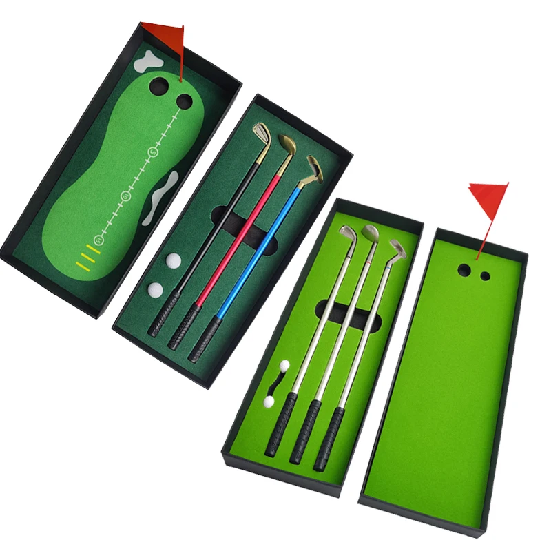 Funny Desktop Mini Golf Course Game Golf Ball Pen Putting Green Flag Gift Set Golf