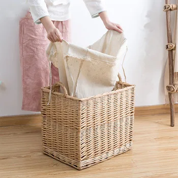 Cheap Wicker Basket Square Natural Rattan for saving space storage usually for laundry