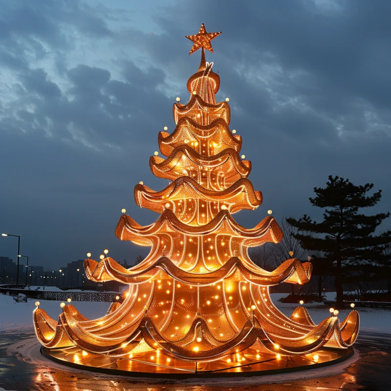 Wholesale Outdoor Waterproof LED Lighted Holiday Event Conical Christmas tree motif light