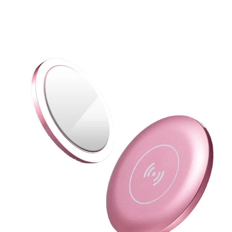 2024 New Arrivals Hot Selling wireless charge Portable HD Vanity pocket Mirror Handheld mini Makeup Beauty mirror with light