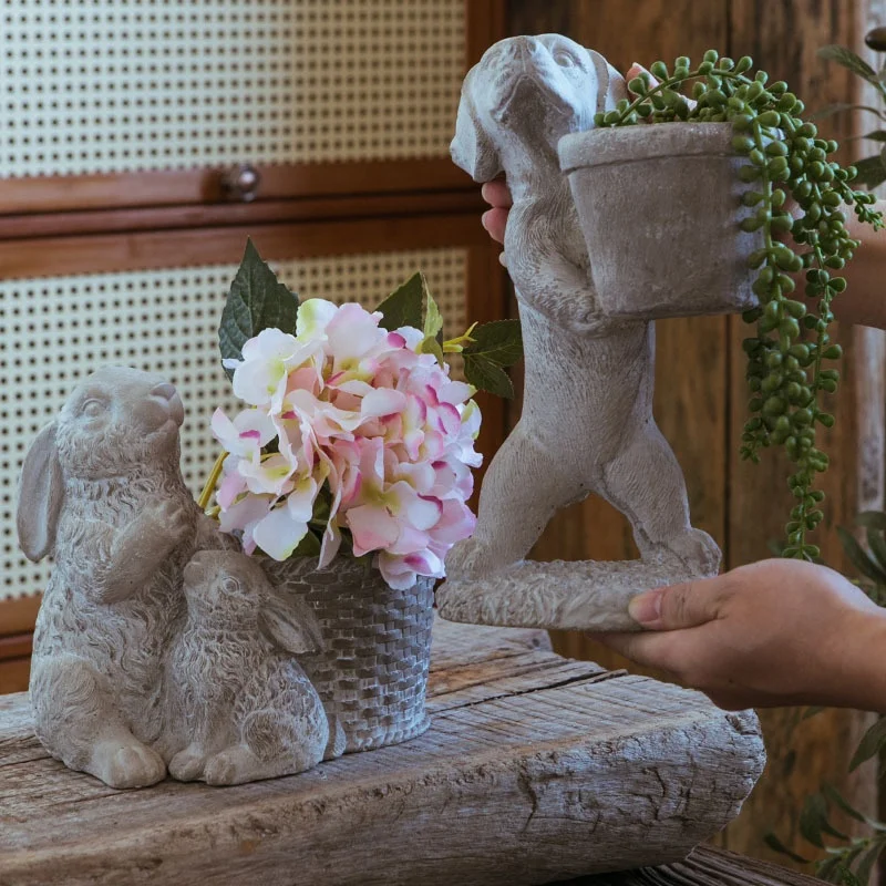 High Quality Cement animal rabbit FlowerPot Succulent flowerpot Garden balcony landscaping Decorative Ornament