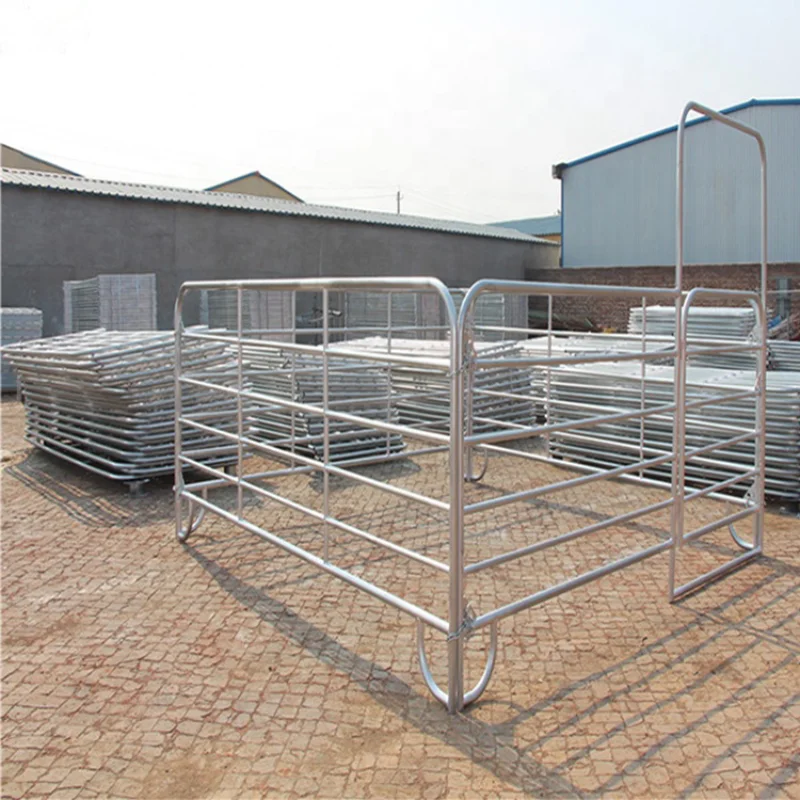 Heavy Duty Portable Horse  Fence 32mm Dra Square Pipe Railing Gate 4/5/6 Rails Corral Fence Panel Cattle Field Fence