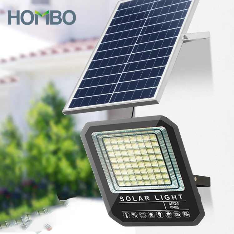 HOMBO 2024 Remote Ip66 Waterproof 100w 200w 300w 400w 500w Outdoor LED Solar Flood Light For Garden
