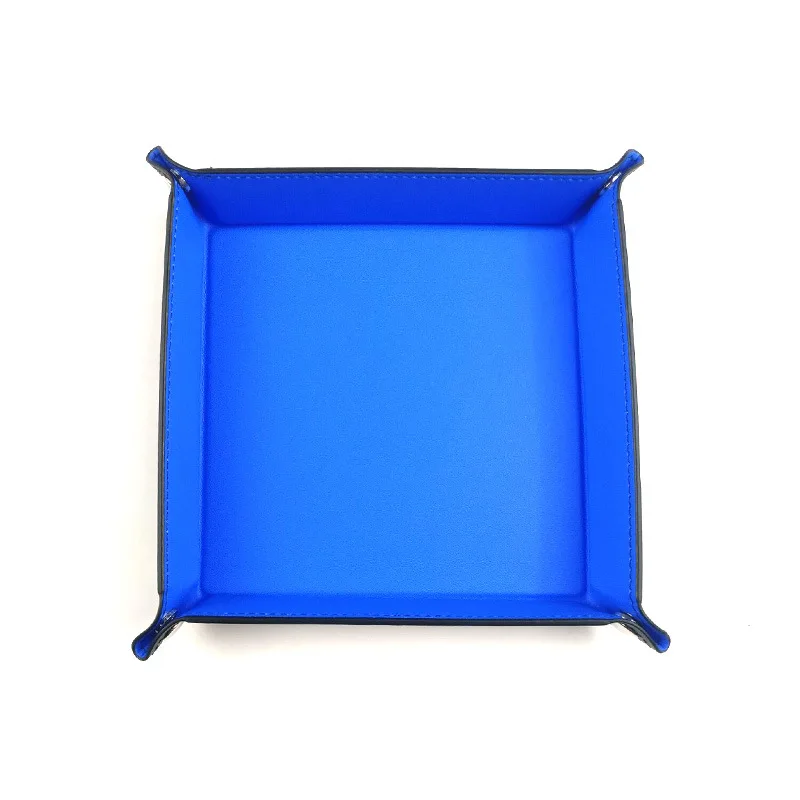 Custom Dice Rolling Tray Rectangle Pu Leather And Velvet Dice Tray Holder For Dice Gaming