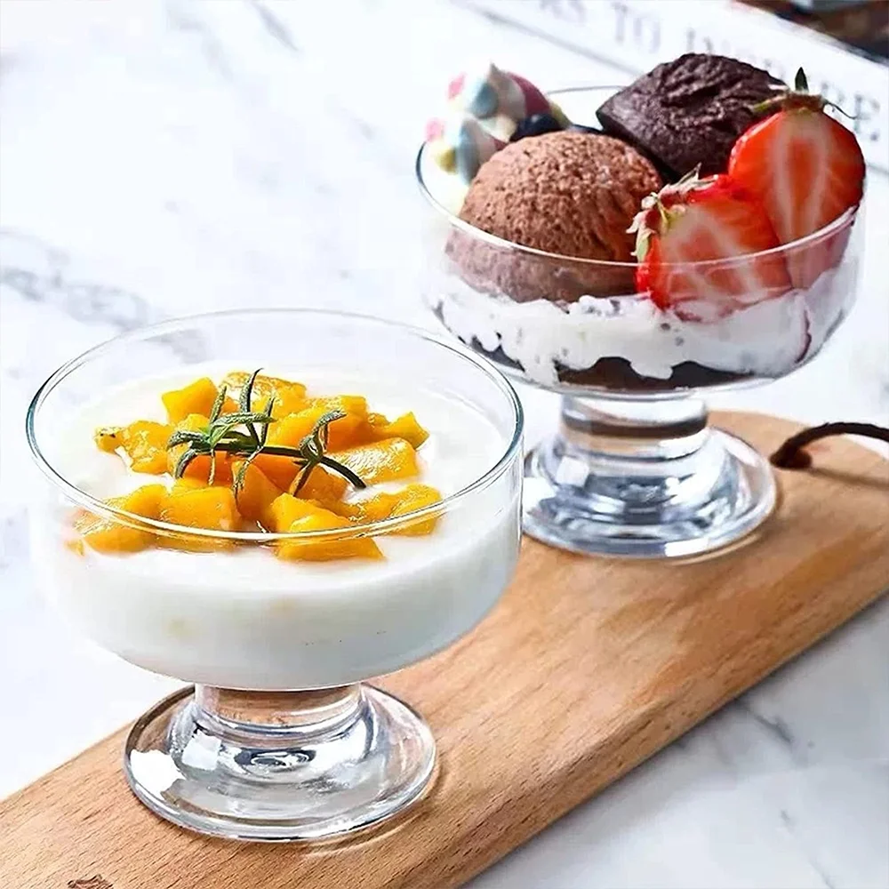 6oz Mini Dessert Glass Cup Serving Dishes Ice Cream Bowls Footed Sundae Trifle Bowl
